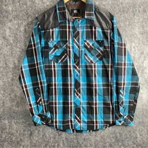 Rock & Republic Mens Multicolor Plaid Long Sleeve Button Down‎ Shirt Size M